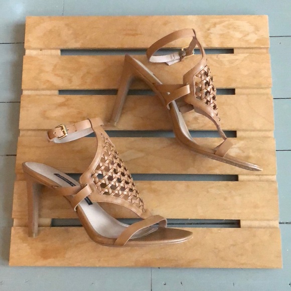 French Connection Shoes - French Connection tan heels sandals size 7.5